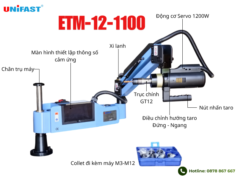 Cấu tạo máy taro cần điện Unifast ETM-12-1100