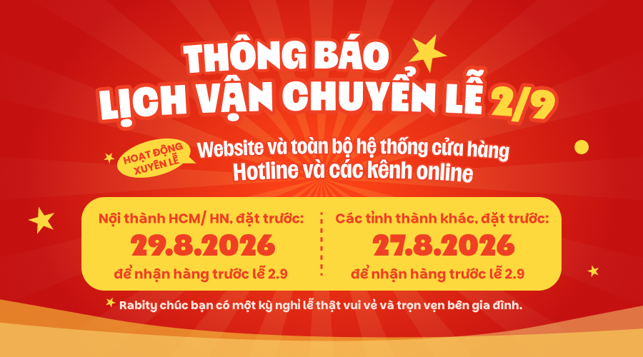 Lịch giao hàng 2/9 trên Website Rabity