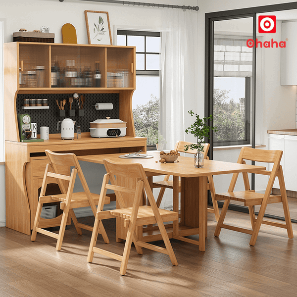 Bàn ăn gấp gọn kết hợp tủ bếp hiện đại OHAHA - xu hướng 2026