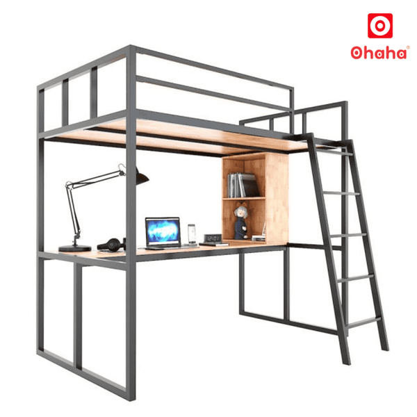 Giường Tầng Thông Minh Khung Sắt OHAHA - GTS058 thiết kế thẩm mỹ, chắc chắn và đầy đủ tiện nghi