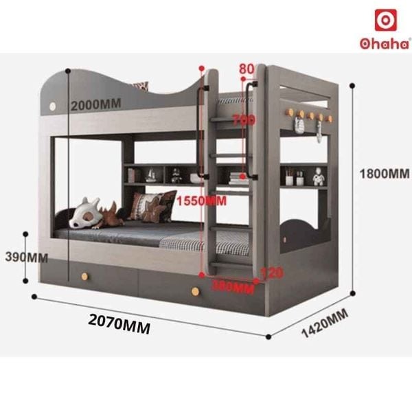 Kích thước tiêu chuẩn của giường tầng trẻ em