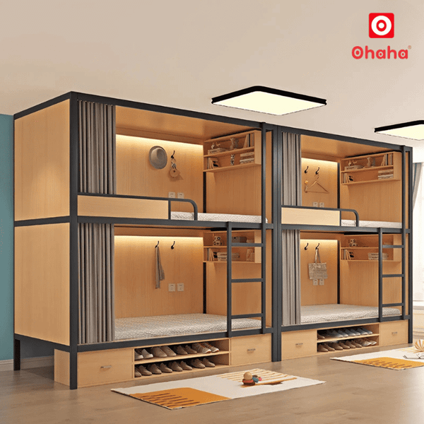 Giường tầng hiện đại khung sắt cao cấp dành cho kí túc xá OHAHA - GTS056 thông minh tiện dụng và tối ưu