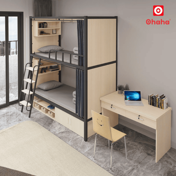 Giường tầng hiện đại khung sắt cao cấp dành cho kí túc xá OHAHA - GTS056 thông minh tiện dụng và tối ưu