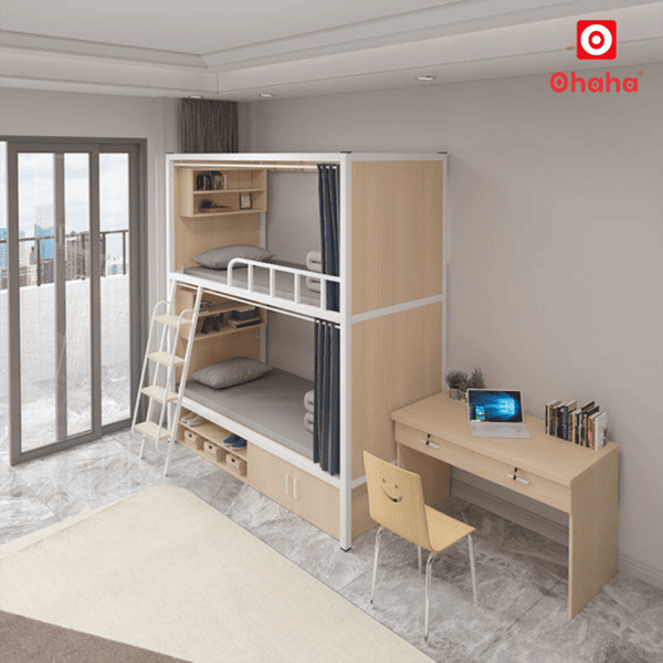 Giường tầng hiện đại khung sắt cao cấp dành cho kí túc xá OHAHA - GTS056 thông minh tiện dụng và tối ưu