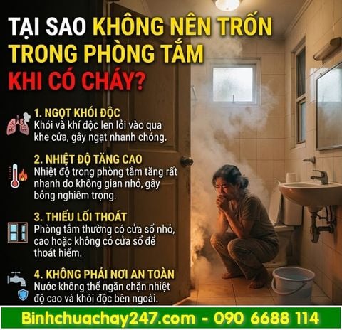 Tại sao không nên trốn trong phòng tắm hay nhà vệ sinh cho xảy ra cháy nhà?