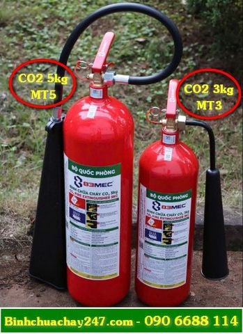 Bình chữa cháy khí CO2 3kg MT3 và khí CO2 5kg MT5 chính hãng 83MEC Bộ Quốc Phòng, giá rẻ, giá sỉ, có hóa đơn VAT