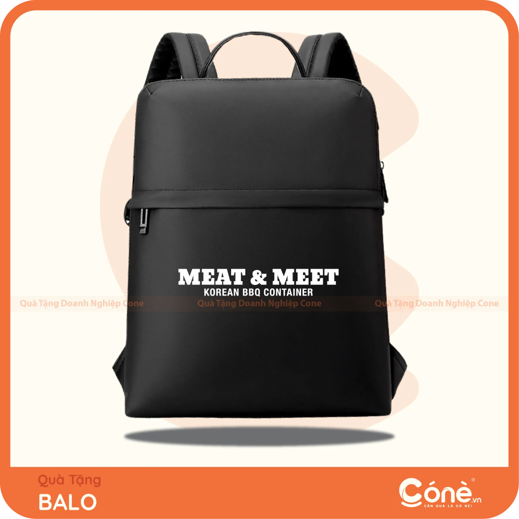 Balo quà tặng in logo Meat & Meet màu đen