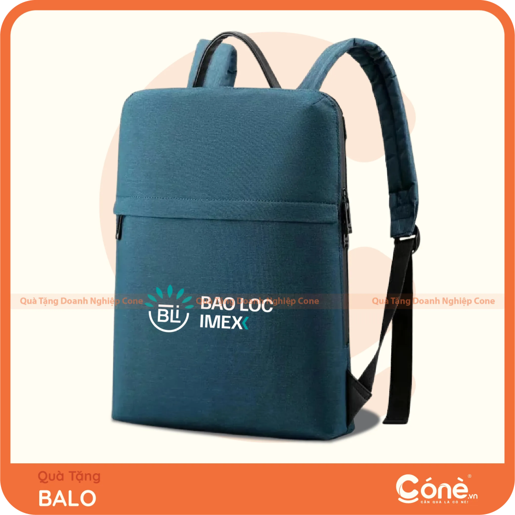 Balo quà tặng in logo Bảo Lộc Imex màu xanh