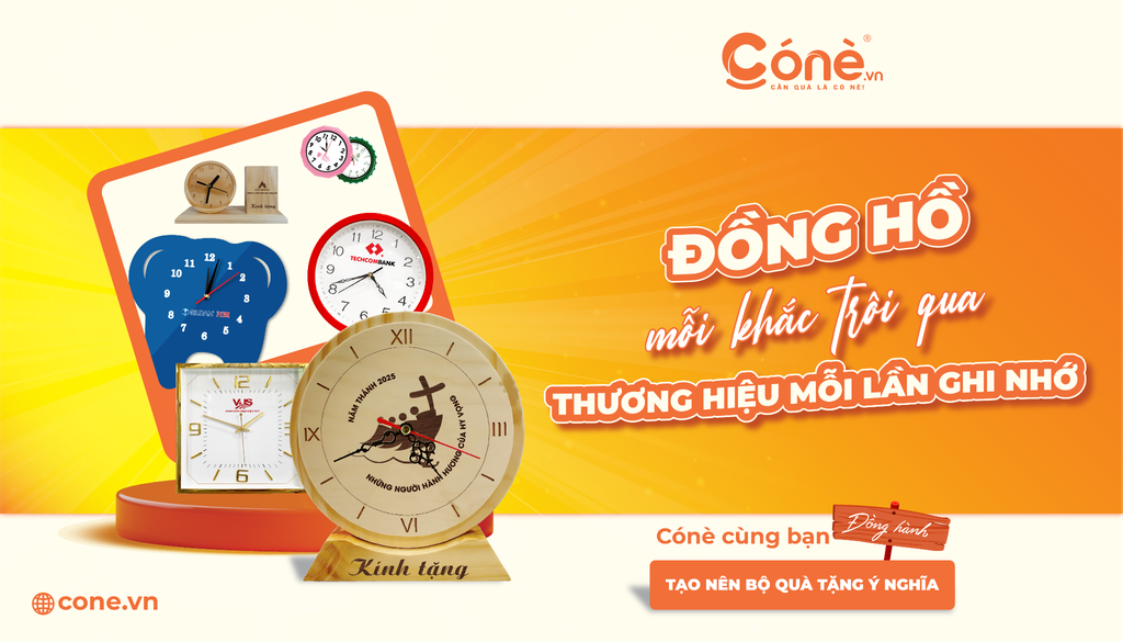 Banner quà tặng đồng hồ in logo doanh nghiệp giúp thương hiệu luôn được ghi nhớ