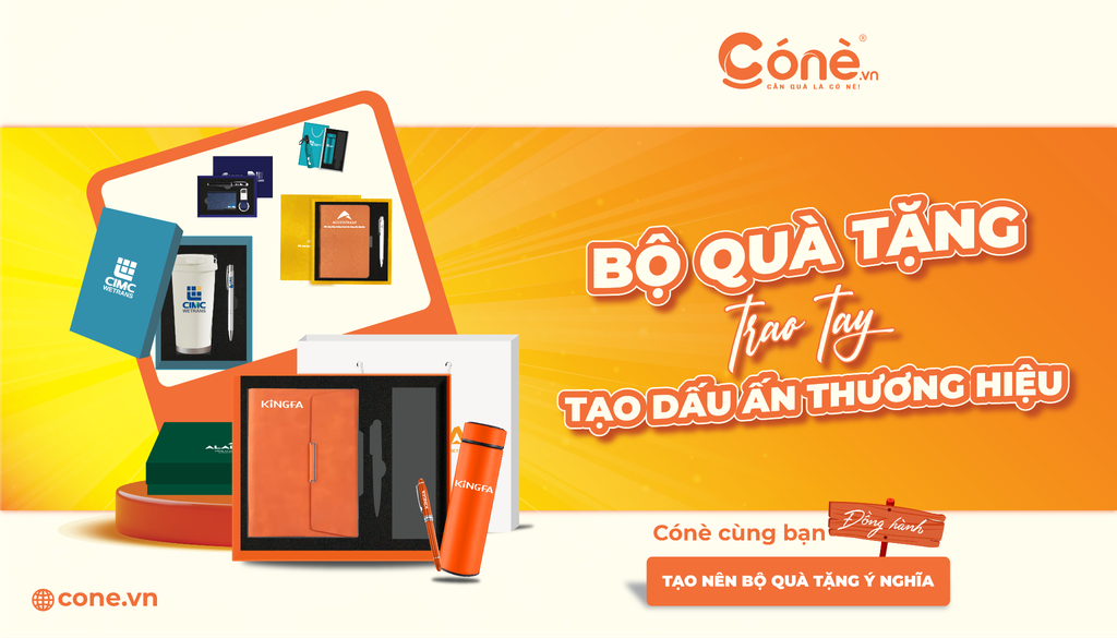 Banner bộ quà tặng doanh nghiệp in logo trao tay tạo dấu ấn thương hiệu