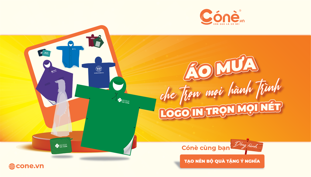 Banner áo mưa in logo doanh nghiệp che trọn mọi hành trình