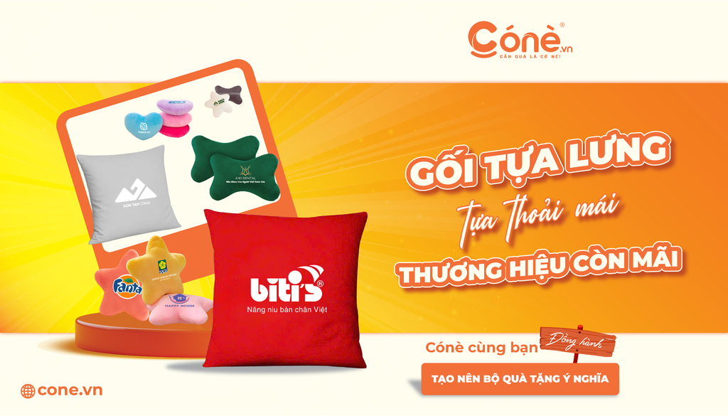 Gối tựa lưng in logo quà tặng doanh nghiệp với nhiều kiểu dáng và mẫu mã theo yêu cầu