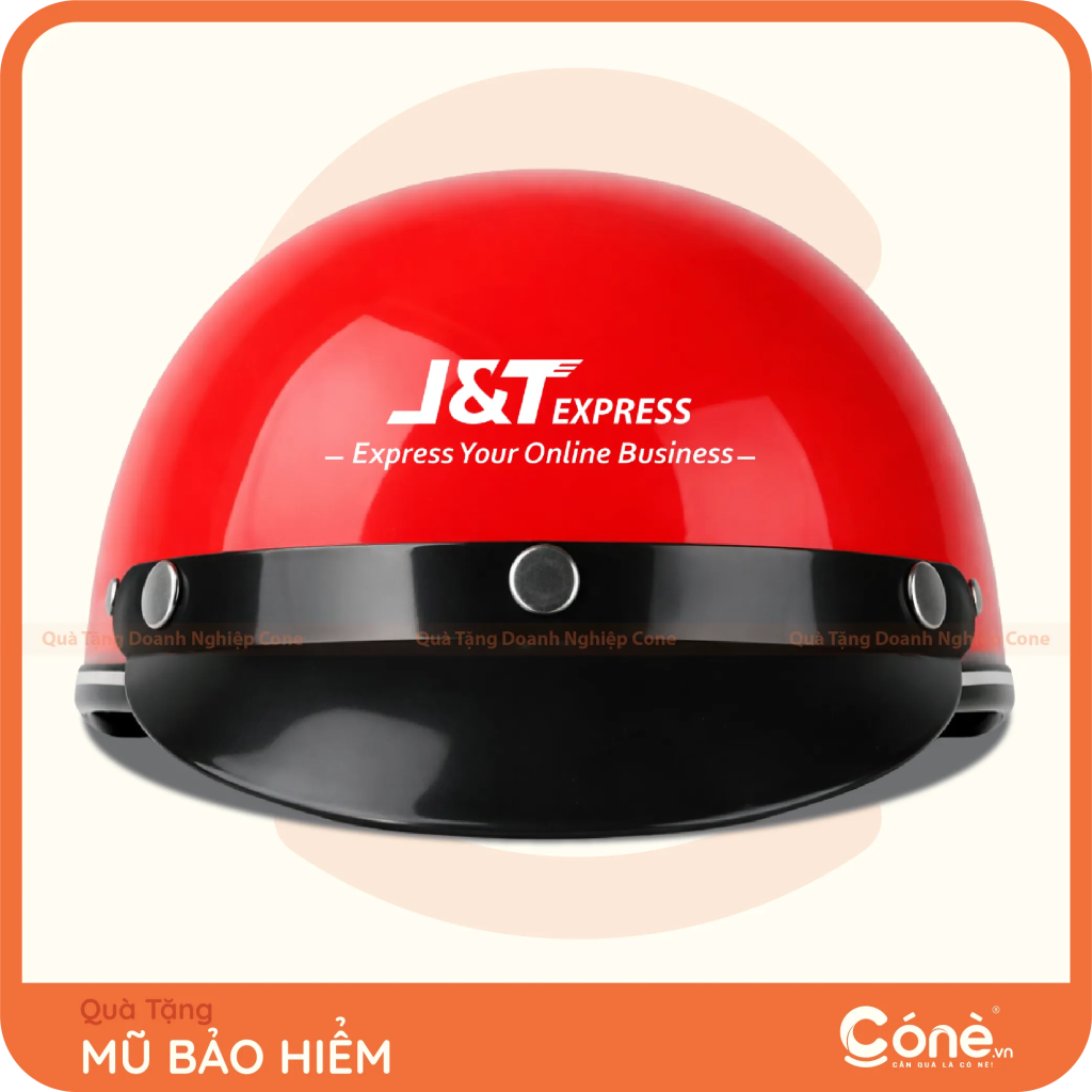 Mũ bảo hiểm Đồng Hành màu đỏ in logo J&T Express