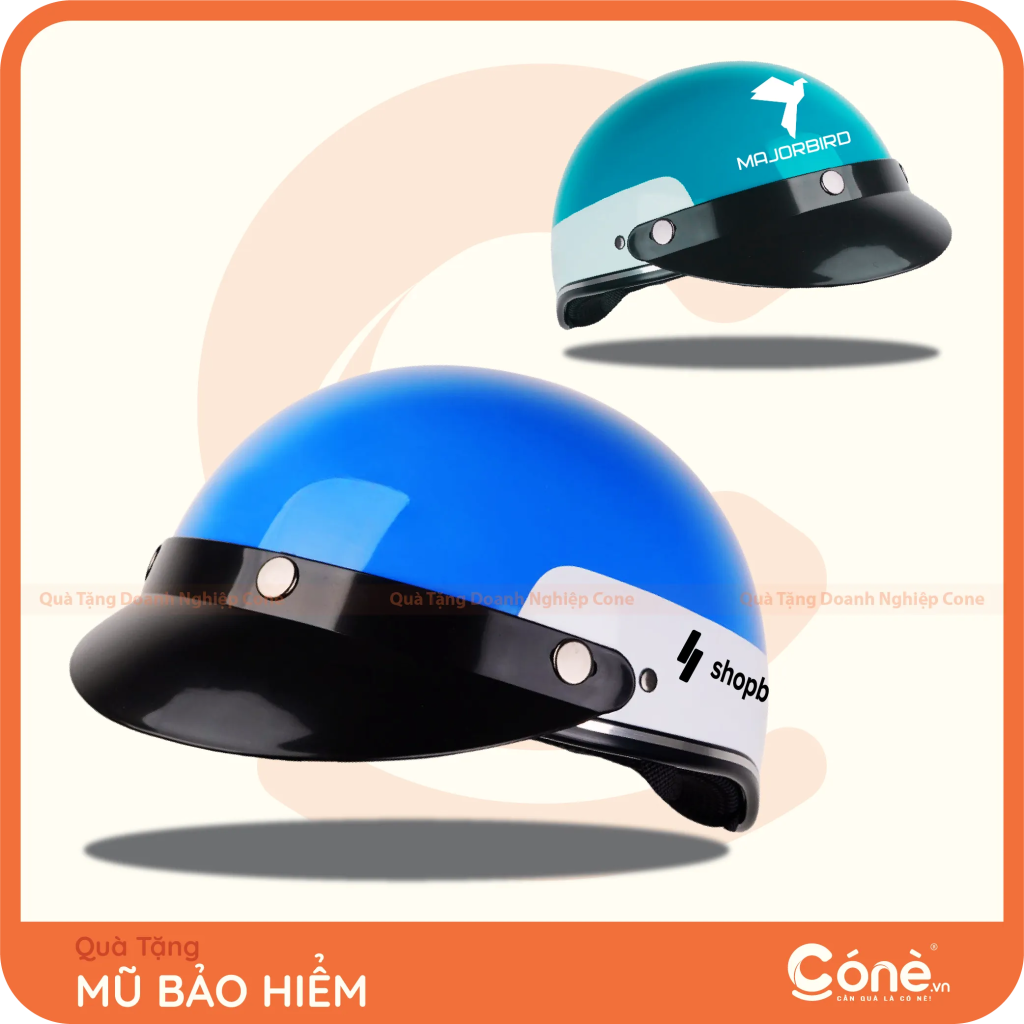 Mũ bảo hiểm Đồng Hành phối nhiều màu in logo ShopBack và Majorbird
