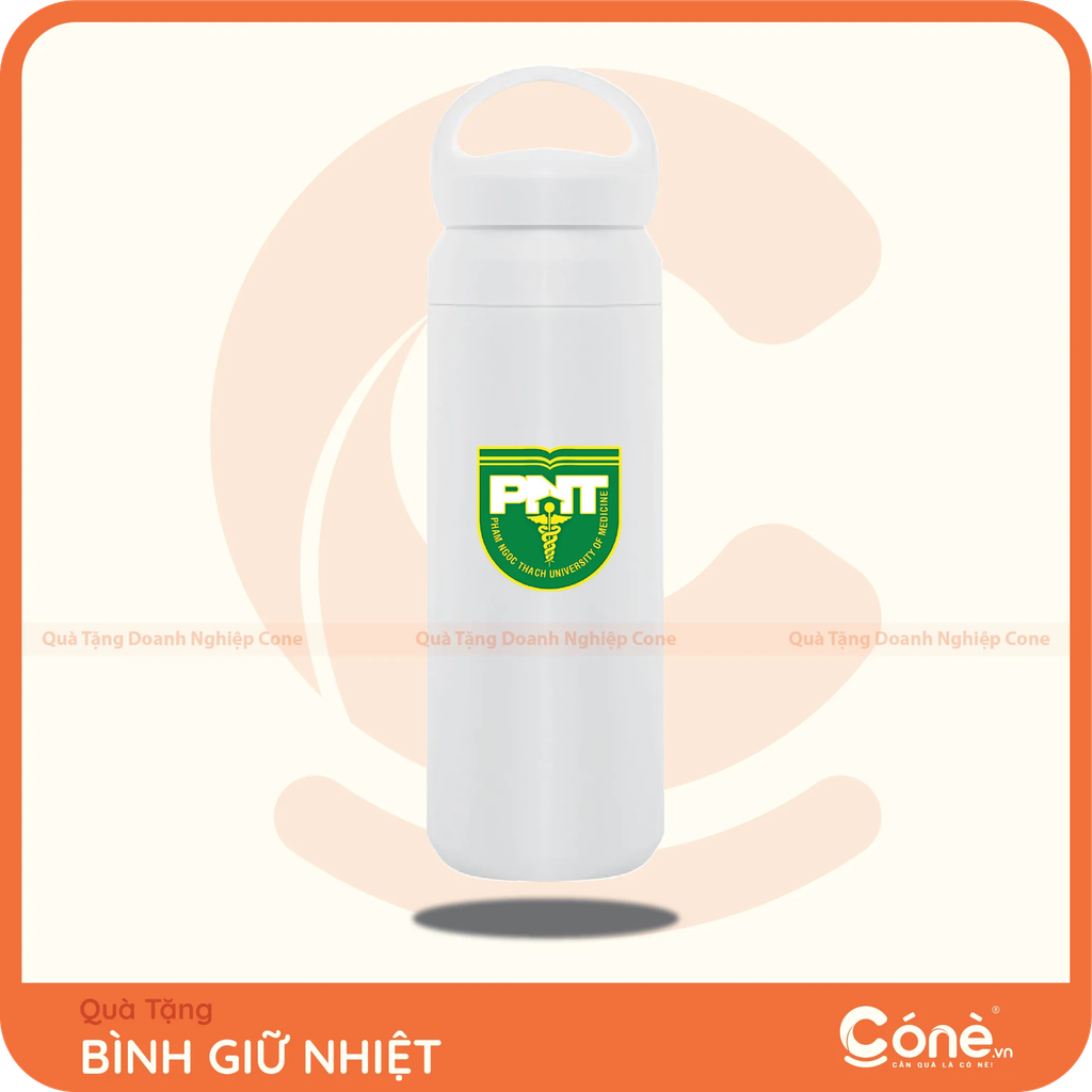 Bình giữ nhiệt in logo Đại học Y khoa Phạm Ngọc Thạch làm quà tặng tuyển sinh
