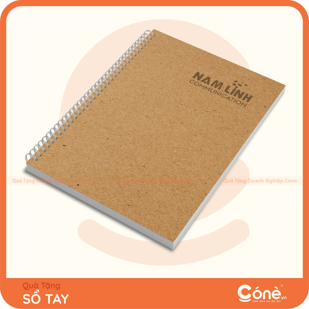 Sổ tay lò xo bìa kraft in logo Nam Linh Communication