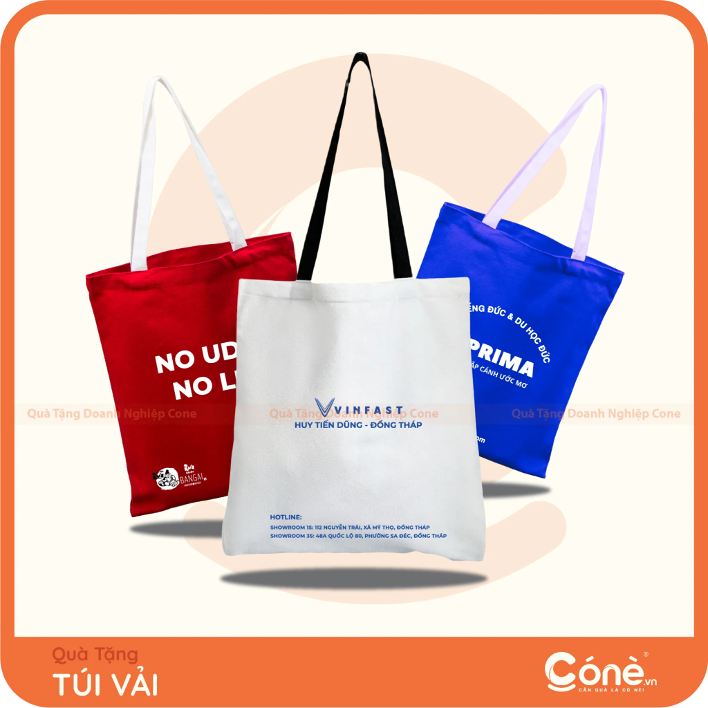 Túi vải Stay Green in logo Bangai, VinFast và Prima nhiều màu
