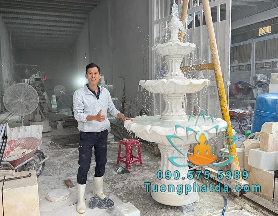 Bán Đài Phun Nước Đá 3 Tầng Đẹp Cao 2m