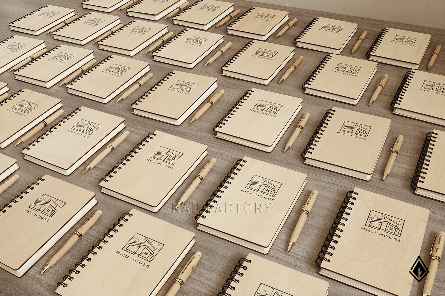 set sổ và bút gỗ