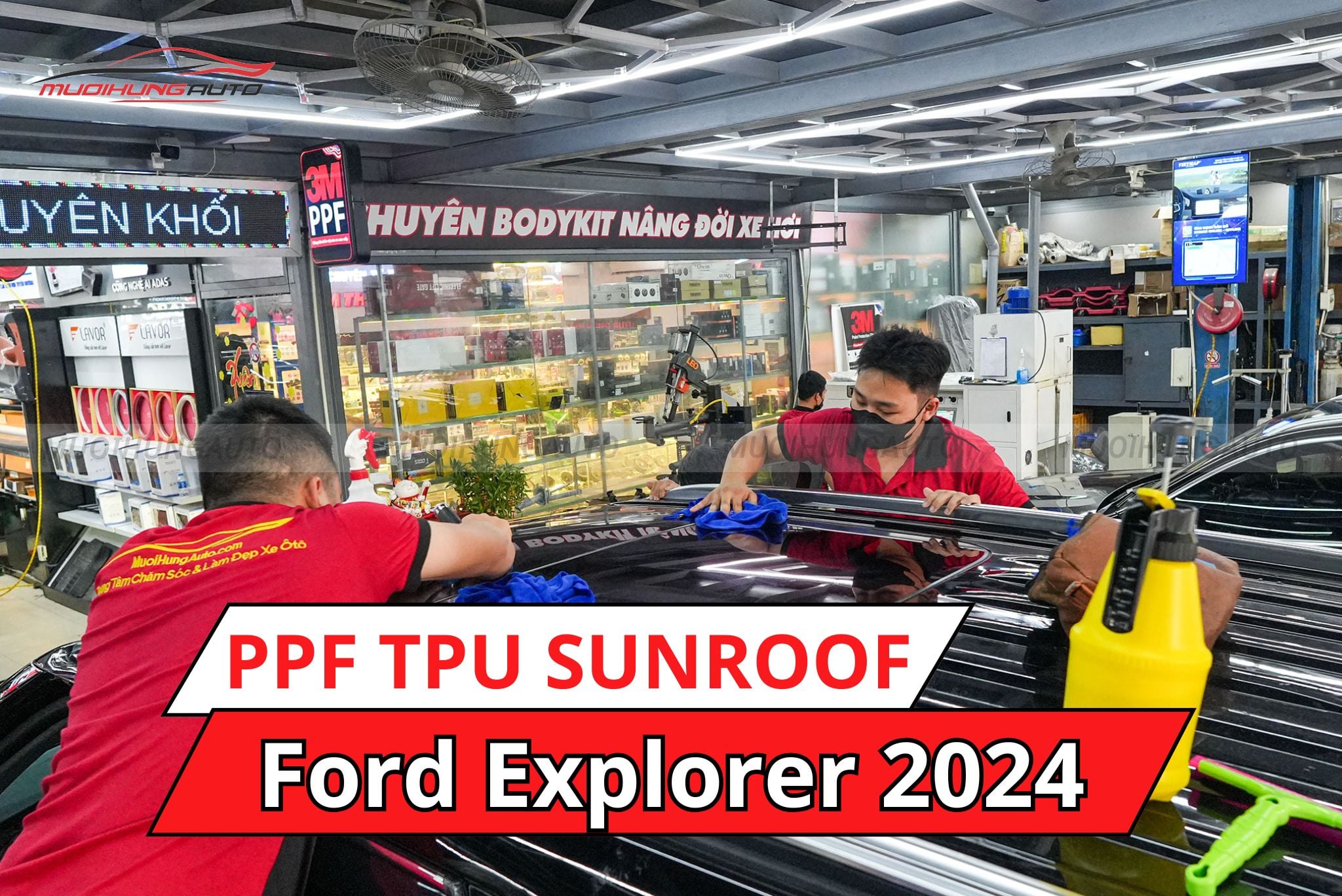 Dán phim PPF TPU Sunroof cách nhiệt cửa sổ trời cho xe Ford Explorer 2024