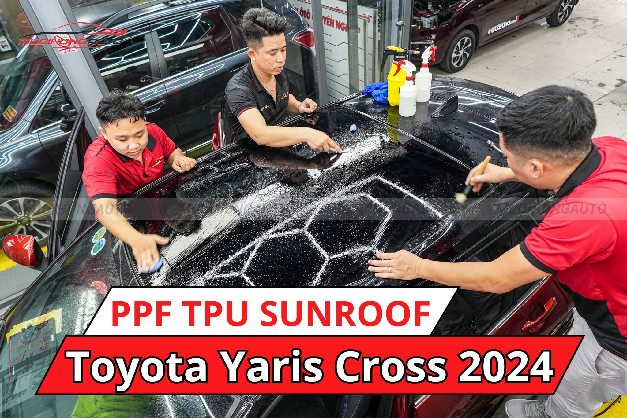 Dán phim PPF TPU Sunroof cách nhiệt cửa sổ trời cho xe Toyota Yaris Cross 2024