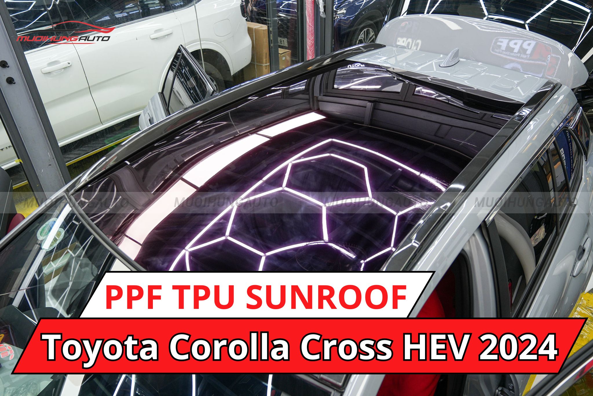 Dán phim PPF TPU SUNROOF cách nhiệt cửa sổ trời ô tô Toyota Corolla Cross HEV 2024