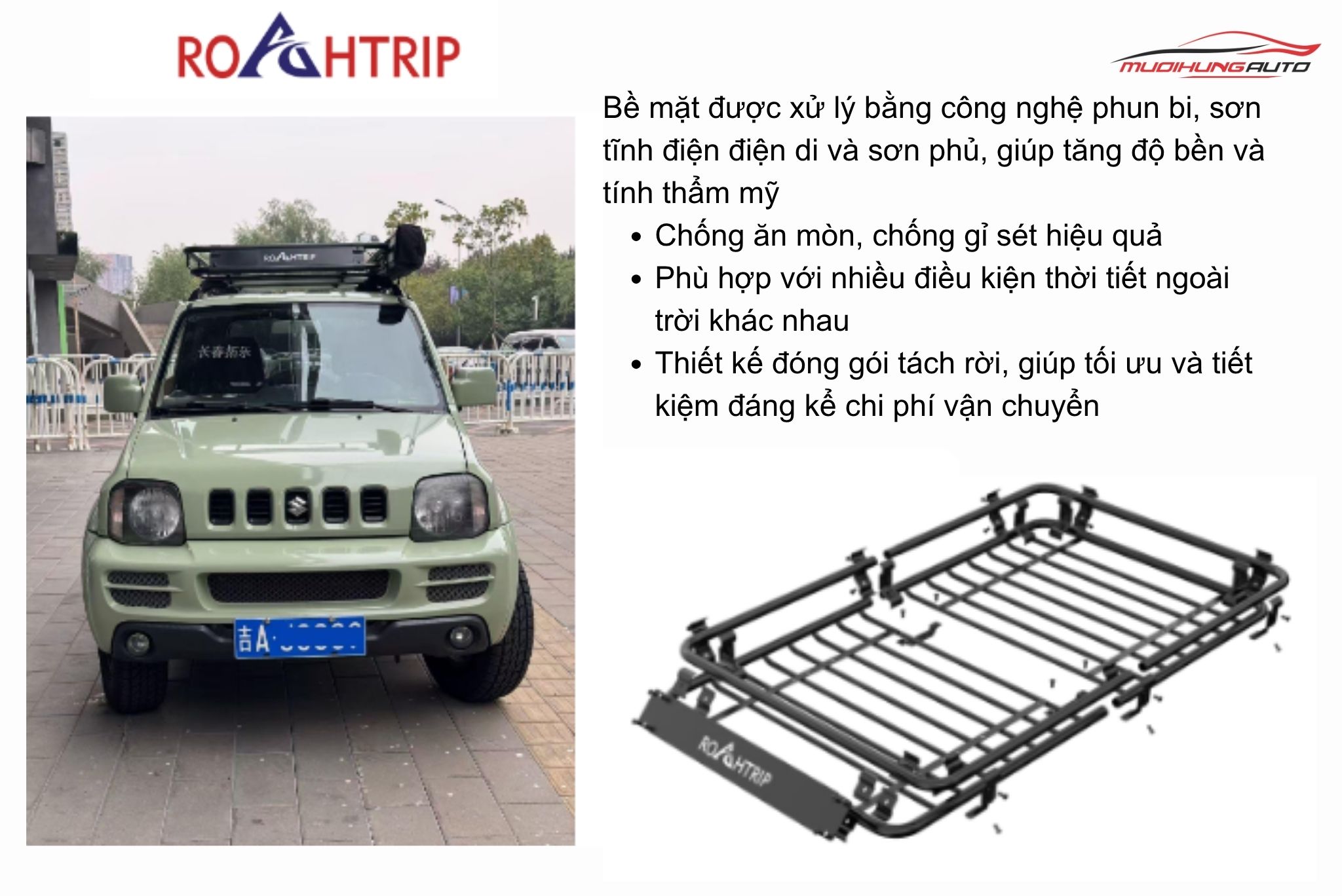 Baga mui ROAHTRIP có bề mặt bền đẹp, chống ăn mòn và gỉ sét hiệu quả