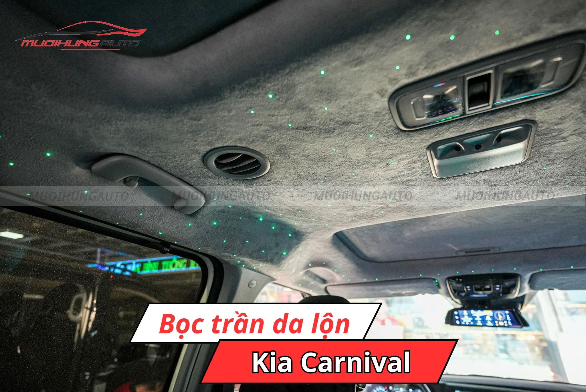 Bọc da lộn trần xe Kia Carnival