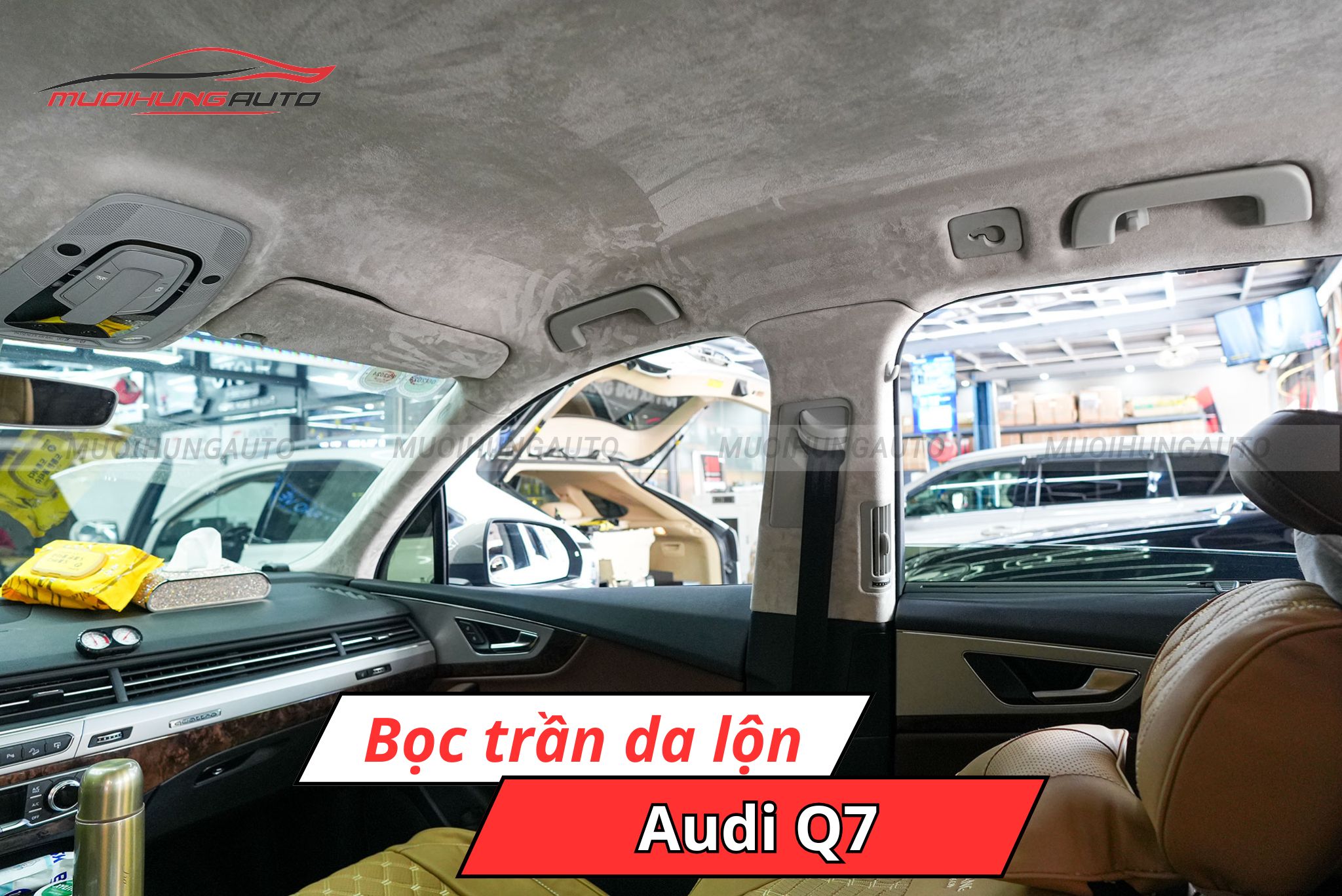 Bọc trần da lộn cho xe Audi Q7