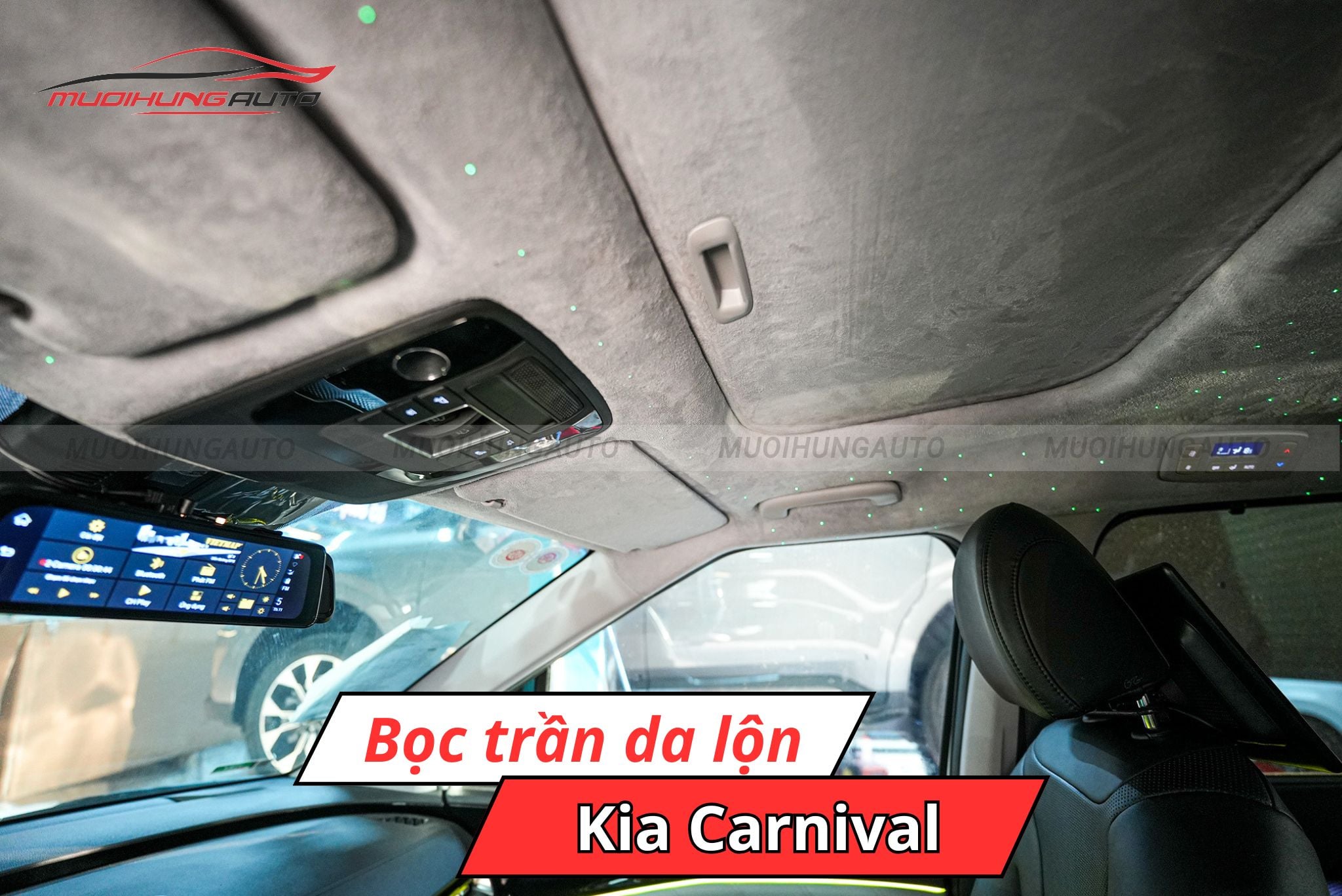 Bọc trần da lộn cho xe Kia Carnival