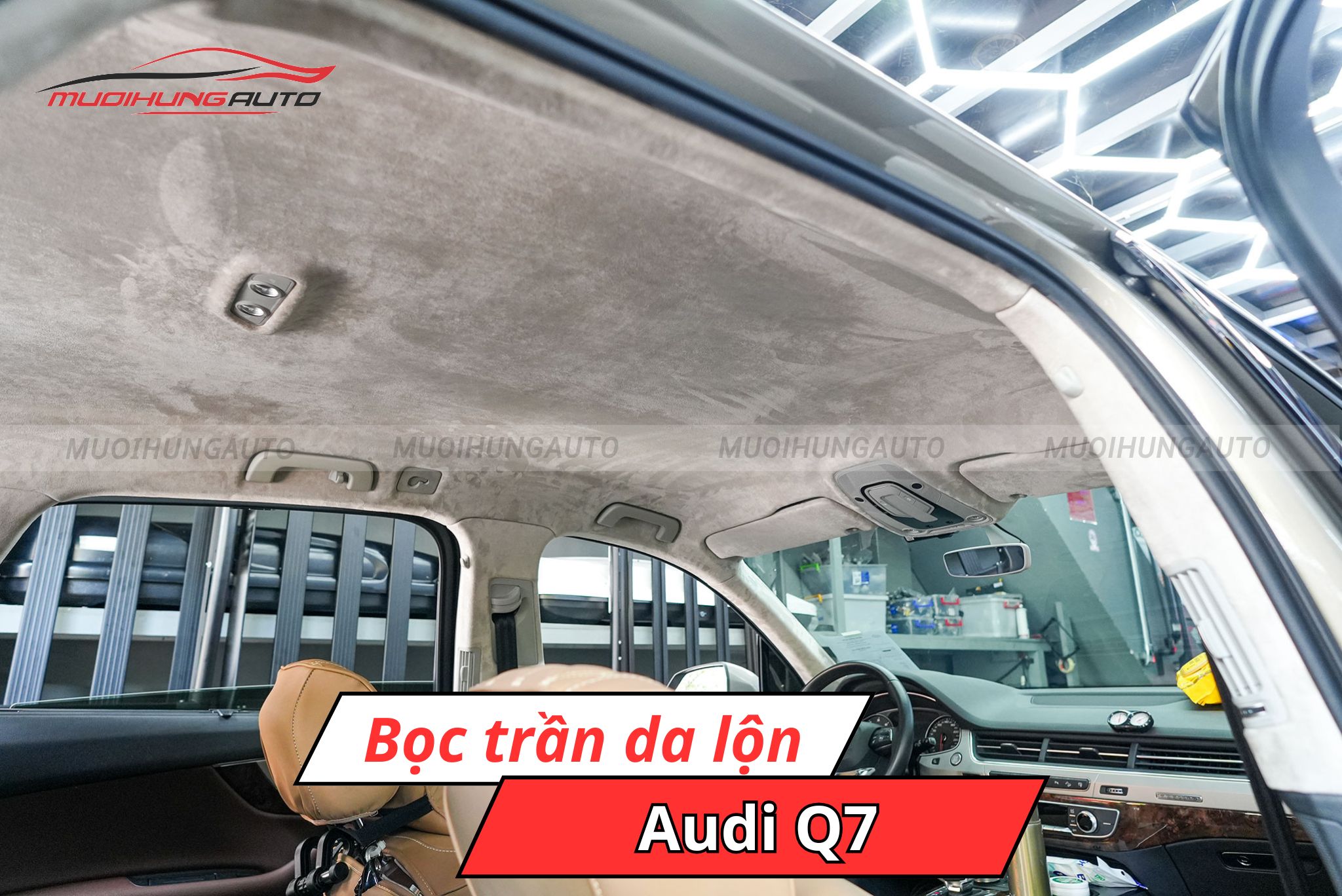 Bọc trần da lộn xe Audi Q7