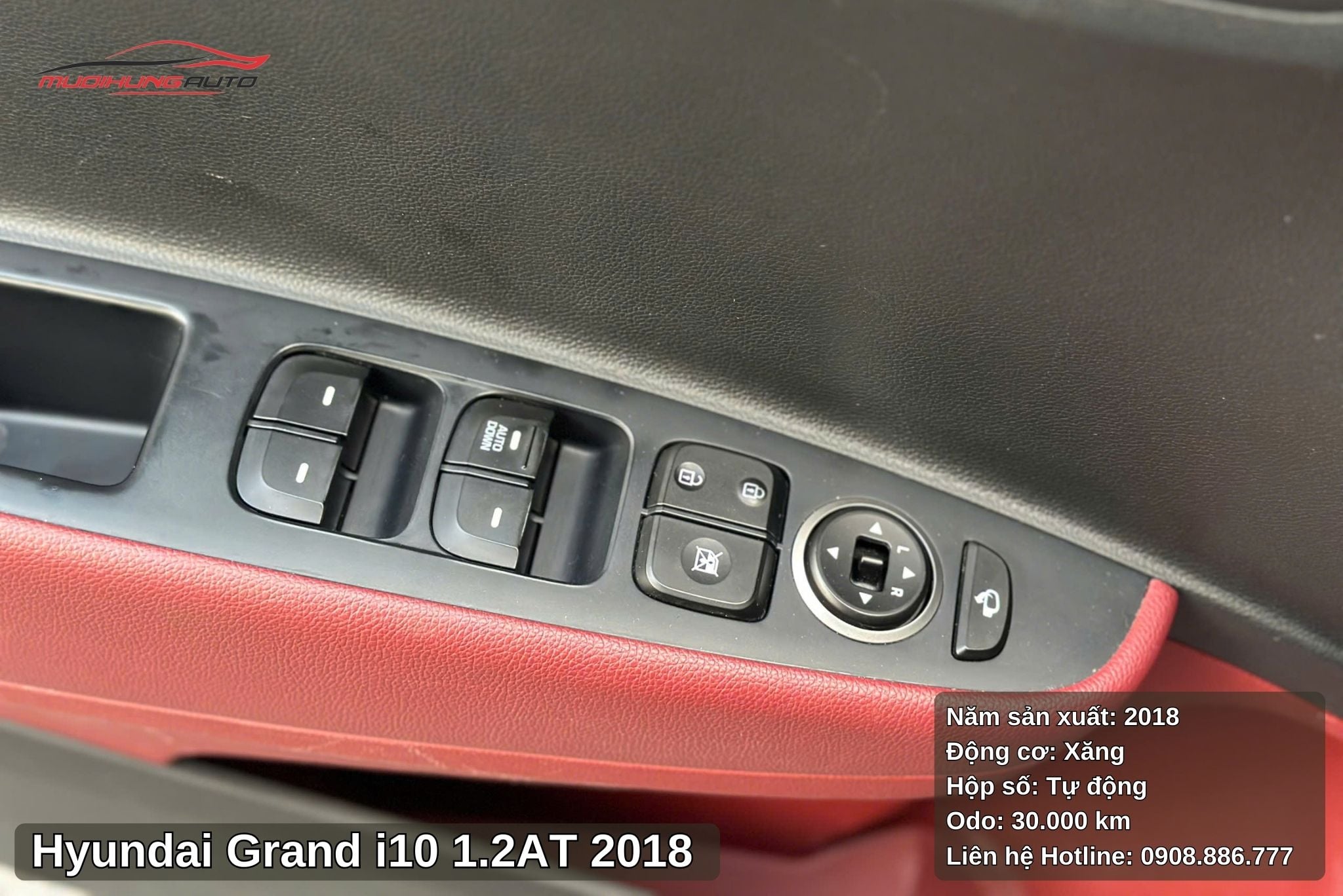 Các nút chức năng tại cửa xe Hyundai Grand i10 1.2AT 2018