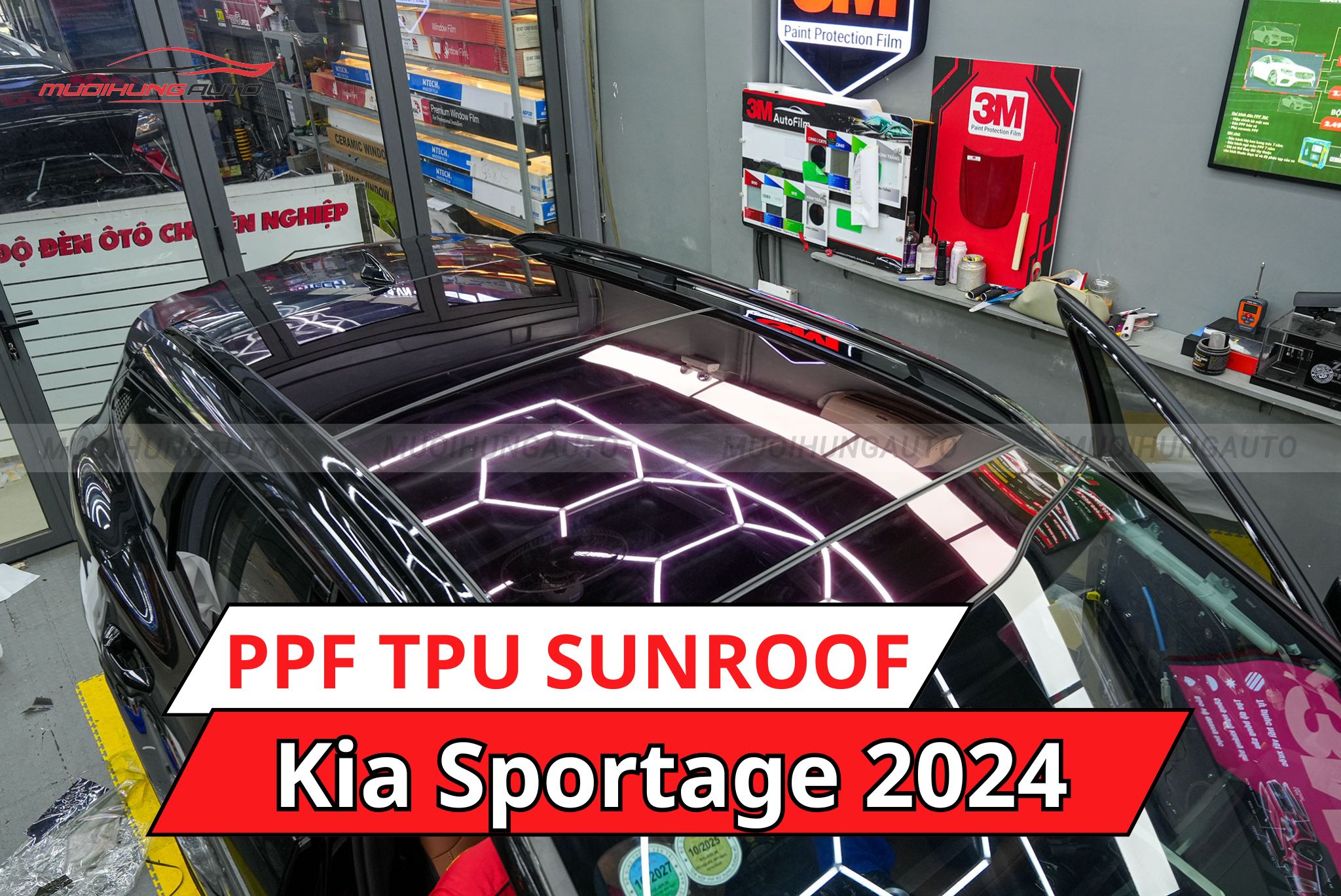 Dán phim PPF TPU SUNROOF cách nhiệt cửa sổ trời cho Kia Sportage 2024