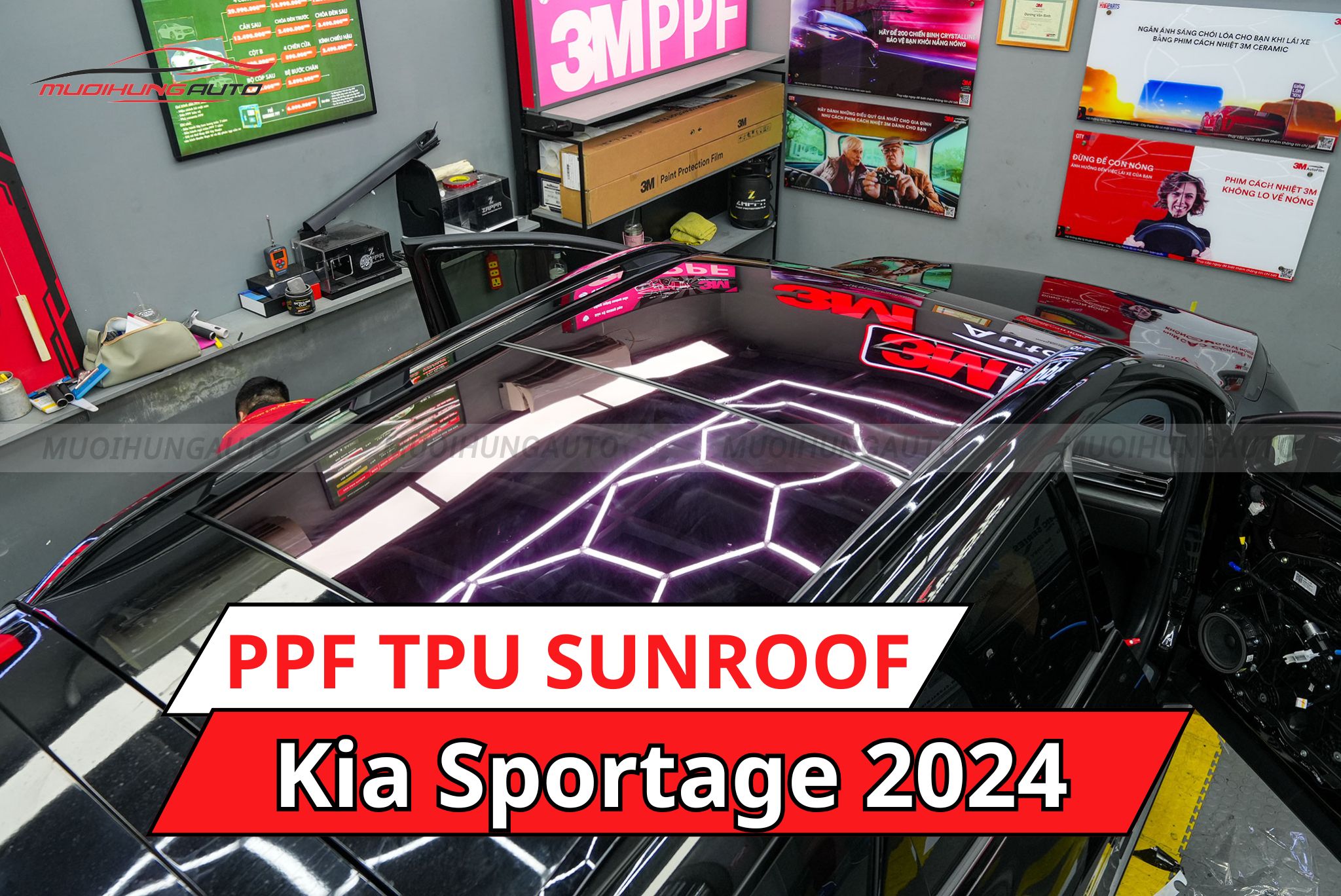 Dán phim PPF TPU SUNROOF cách nhiệt cửa sổ trời xe Kia Sportage 2024