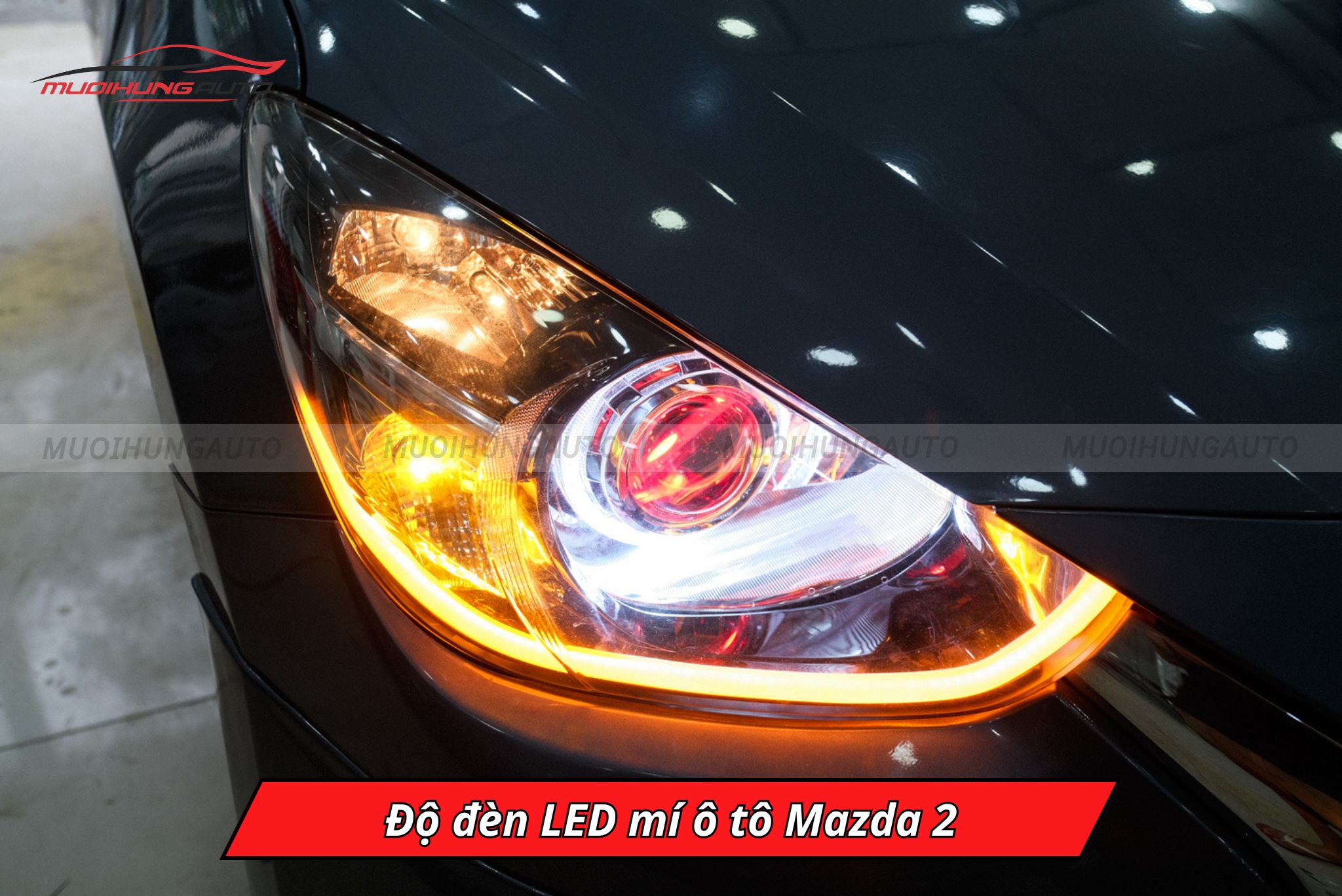 Độ đèn LED mí xe Mazda 2