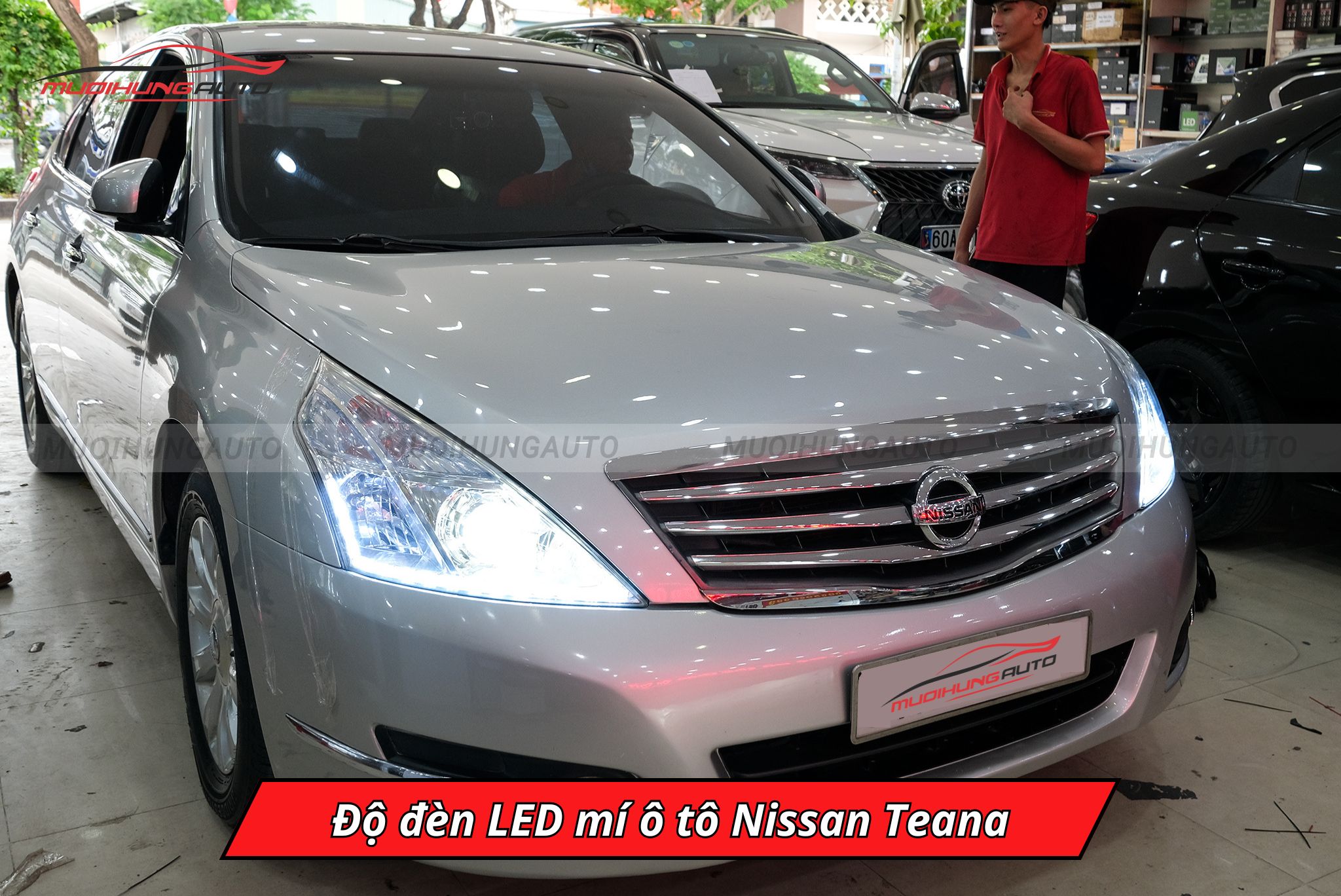 Độ đèn LED mí xe Nissan Teana
