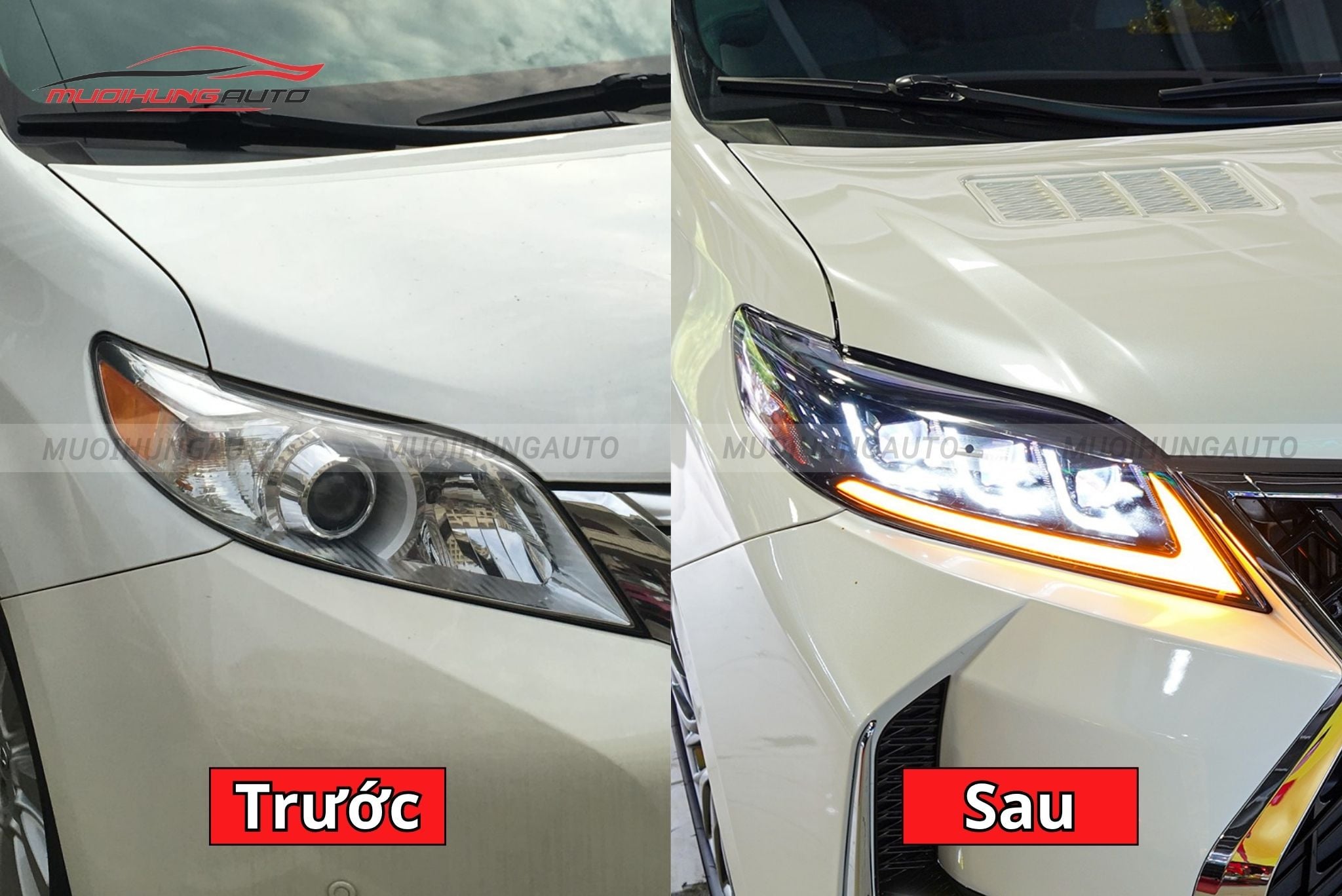 Độ đèn pha nguyên cụm Toyota Sienna 2013