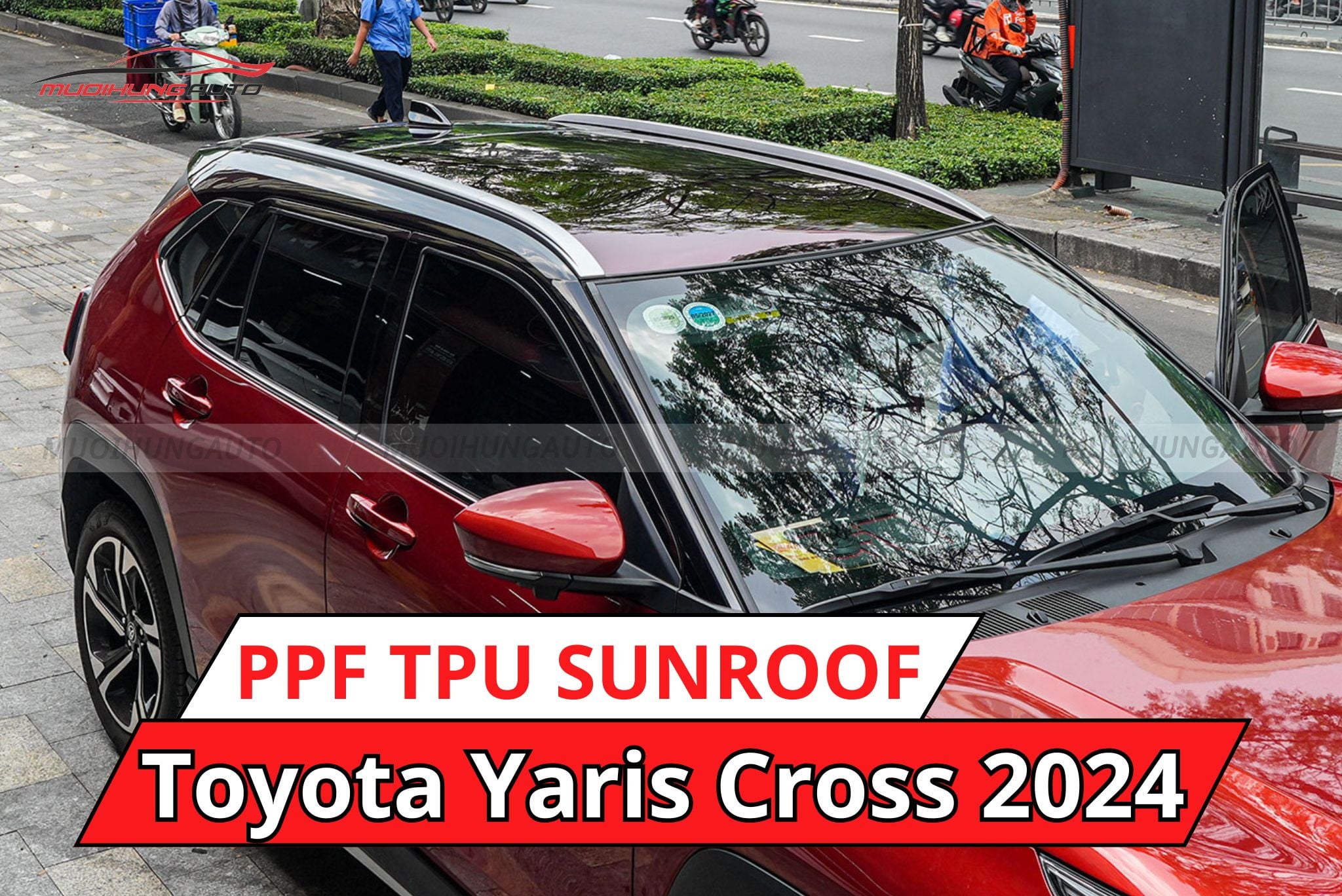 Dán phim PPF TPU Sunroof cách nhiệt cửa sổ trời ô tô Toyota Yaris Cross 2024