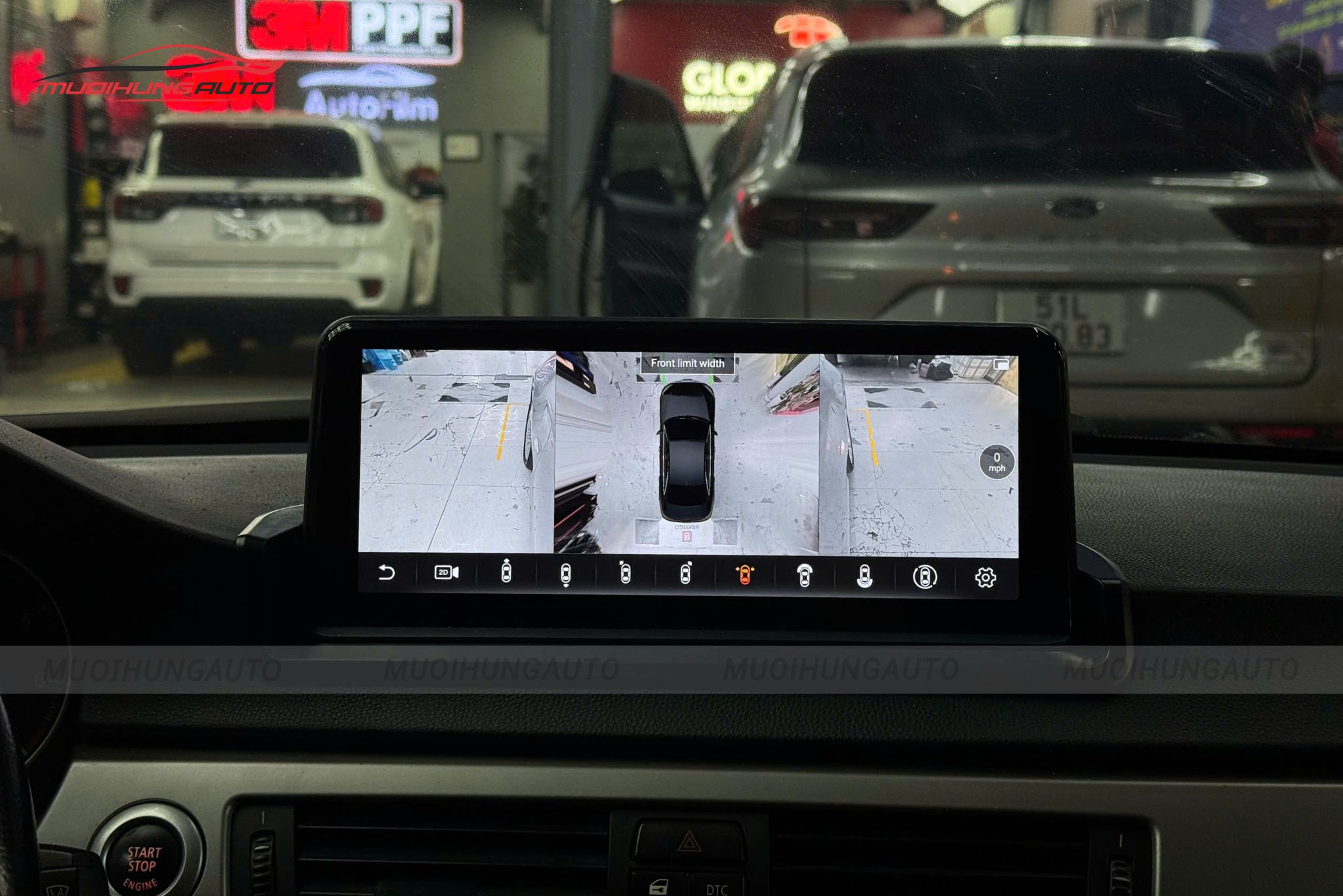 Màn hình Android tích hợp camera 360 độ BMW 330i 2007