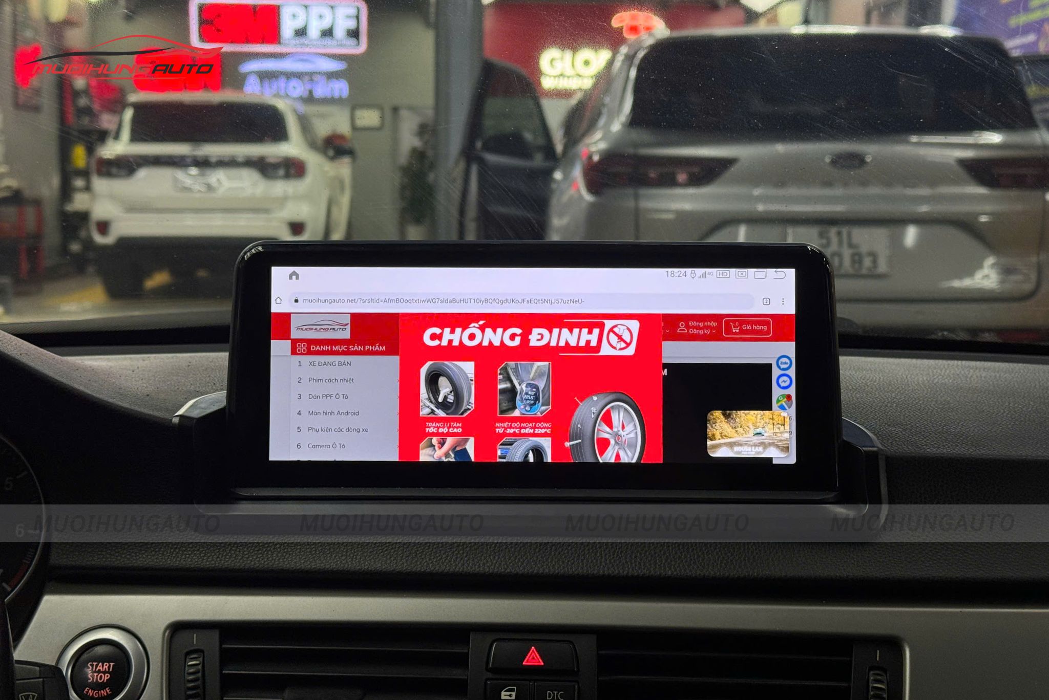 Màn hình Android tích hợp camera 360 độ xe BMW 330i 2007