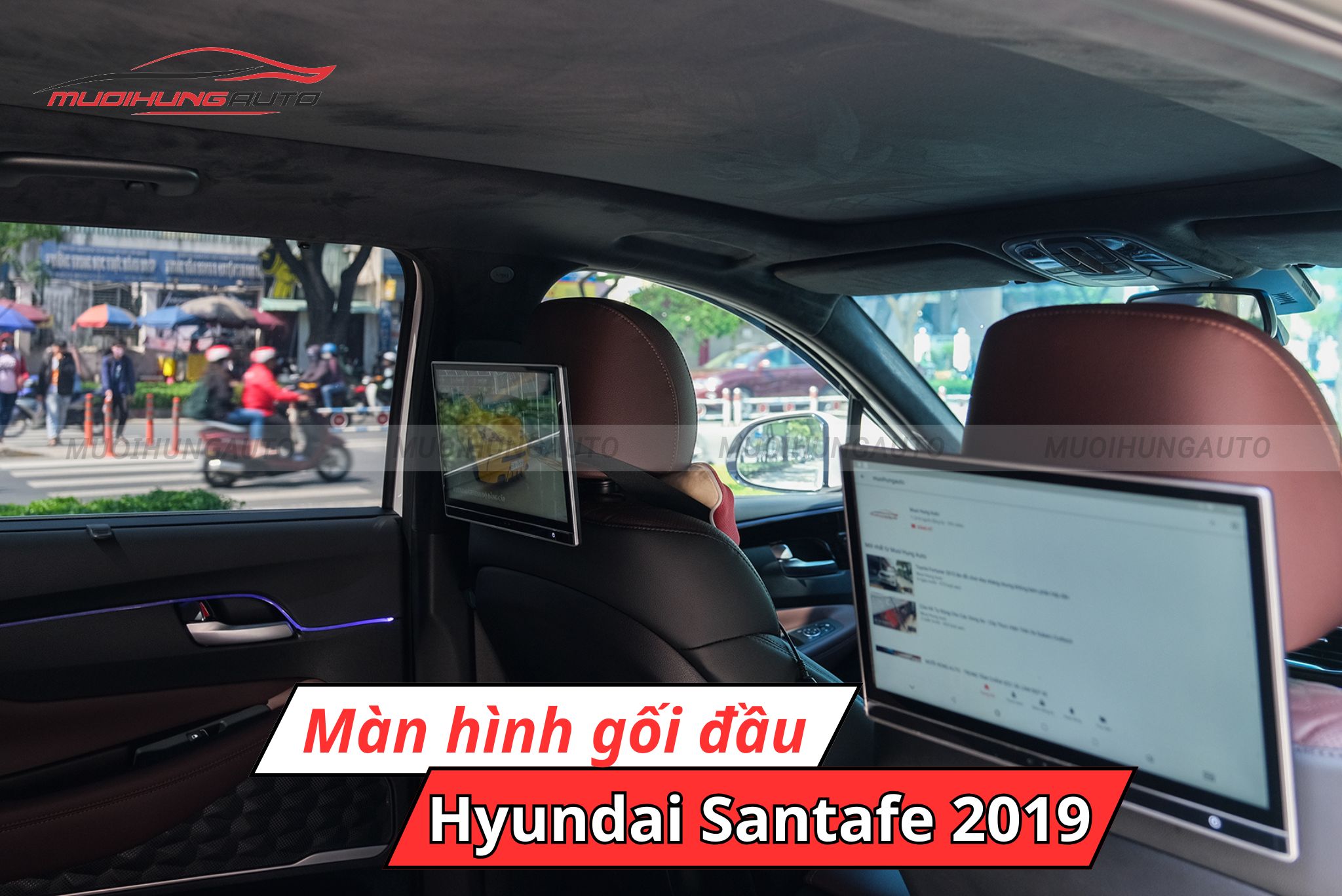 Màn hình gối đầu Hyundai Santafe 2019