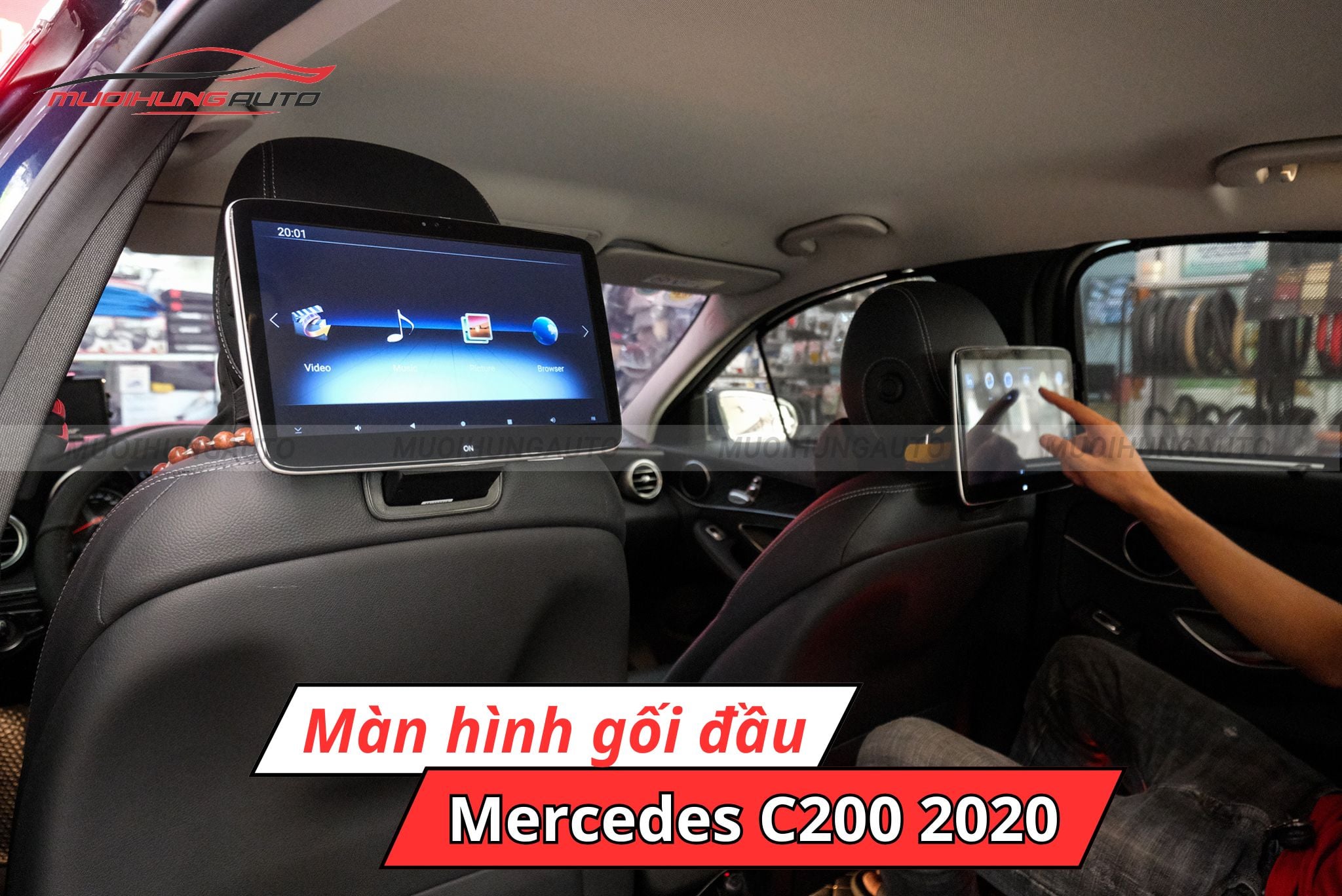 Màn hình gối đầu ô tô Mercedes C200 2020