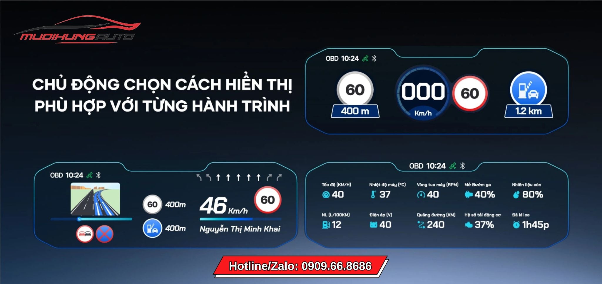 Màn hình HUD kính lái Vietmap H50