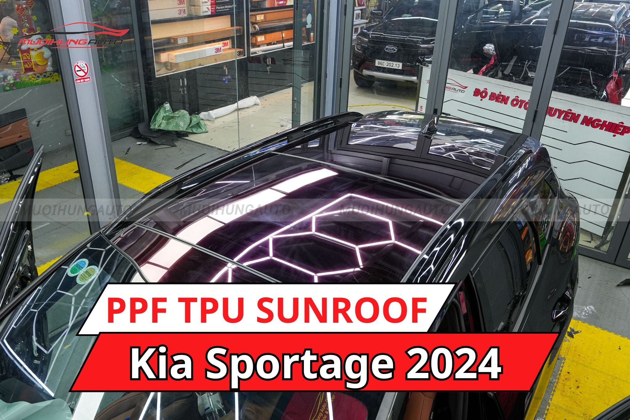 Dán phim PPF TPU SUNROOF cách nhiệt cửa sổ trời cho xe Kia Sportage 2024