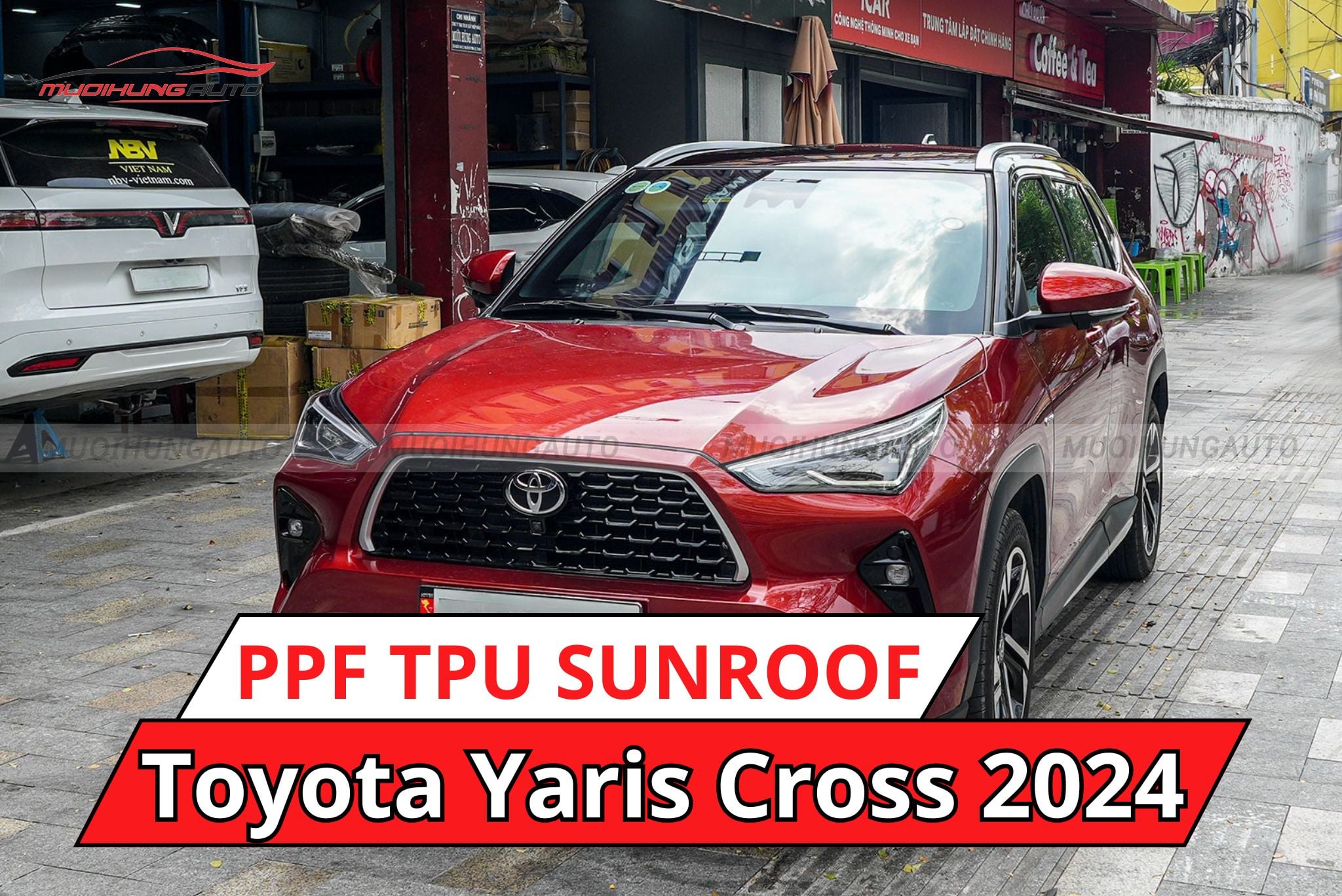 Hình ảnh thực tế dán phim PPF TPU Sunroof cách nhiệt cửa sổ trời xe Toyota Yaris Cross 2024