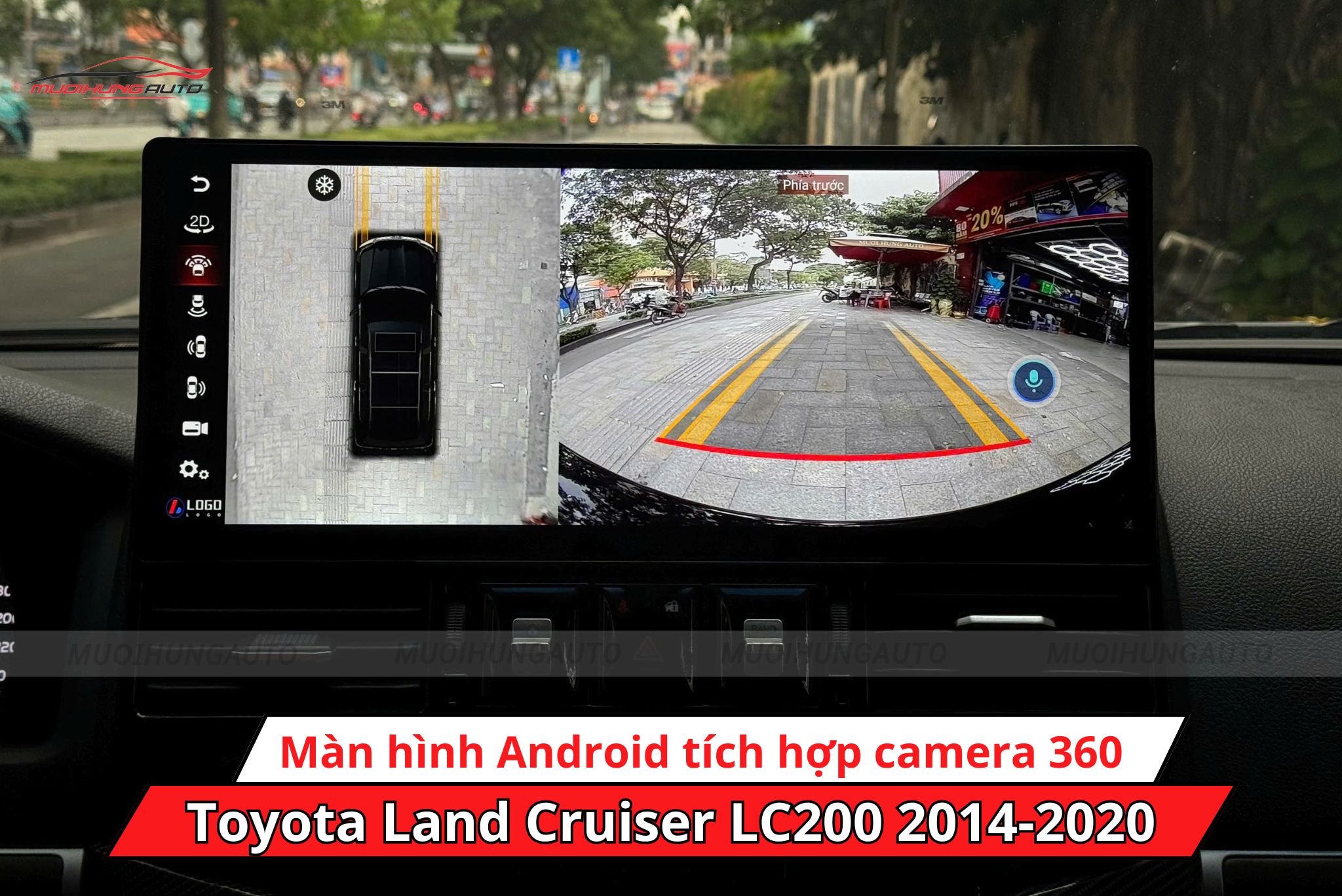Màn hình tích hợp camera 360 độ Toyota Land Cruiser LC200 2014-2020 hiển thị hình ảnh trực quan
