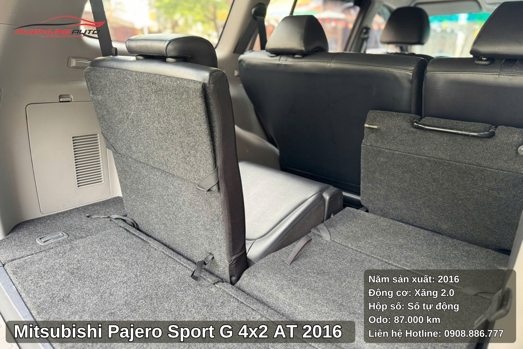 Mitsubishi Pajero Sport G 4x2 AT 2016 có thể gập hàng ghế cuối để tăng dung tích chứa đồ