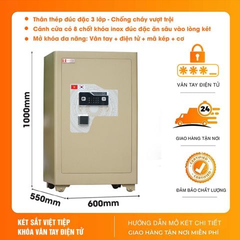 Két Sắt Việt Tiệp KSC100VTĐT – Siêu Cường 4 Chiều, Cảnh Báo Thông Minh