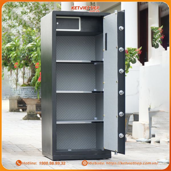 Két sắt nhập khẩu Safiron 150LS khóa vân tay điện tử – thép Q345 liền khối, cảnh báo điện thoại thông minh