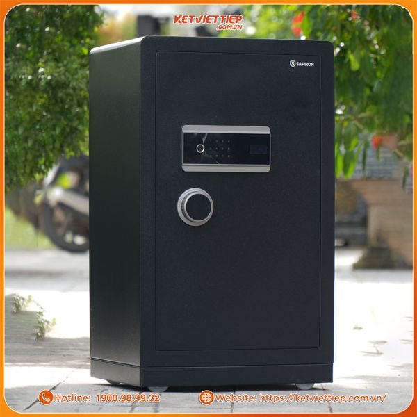 Két sắt nhập khẩu Safiron 80LS khóa vân tay điện tử – thép Q345 liền khối, cảnh báo điện thoại thông minh